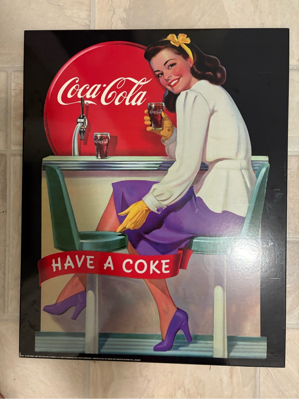 Coca-Cola Retro Diner Poster — Red, Purple & Yellow Accents